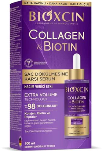 BIOXCIN Siero per capelli contro la caduta dei capelli – collagene e biotina siero per capelli sottili e fini, più volume e struttura dei capelli più forte, con BioComplex B11, Leave-in cura del cuoio