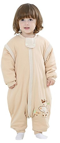Chils uessy toute l'année fille gigoteuse 2.5 Tog Gigoteuse Gigoteuse d'hiver enfants bébé garçon manches, amovible, avec pieds marron marron L/Koerpergroesse 80-90cm