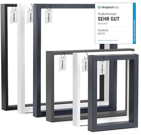 HOLZBRINK Tischbeine für Schreibtisch Esstisch, Möbelfüße aus Vierkantprofil 60x30 mm, Tischgestell 70x72 cm, Schwarz, 1 Stück, HLT-01-D-EE-9005