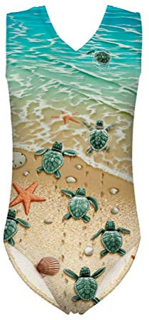 chaqlin Djur tryck flickor One Piece V-ringad baddräkt ärmlös strand badkläder bad semester kostym 5-14 år