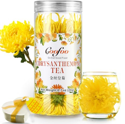 Chrysanthemum Tea, Chinese Edible Flowers, Whole Blooming Jinsiju Bulk, Yellow Flower Tea, Ideal for Gift, 0.7 oz