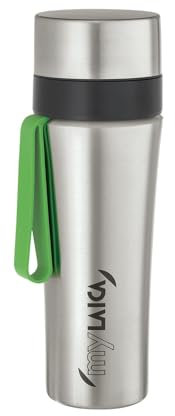 Laica MyLaica Borraccia Personal Deportiva, 0,5 L, Acero Inoxidable, Filtrante, Cromo con Verde