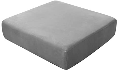 BXFUL Sofa Seat Cushion Covers, Sofa Cushion Slipcovers Stretch Velvet, Couch Cushion Covers Replacement for Individual Cushion with Elastic Fabric (Large 1-Seater,Gray)
