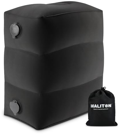 Maliton Airplane Footrest, Inflatable Foot Rest for Kids, Adjustable Height Travel Pillow On Airplanes, Cars, Office, Toddler Travel Essentials (Black, 1 Pack)