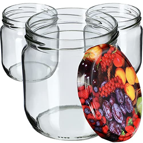 KADAX Tarros de mermelada de 425 ml, Botes Herméticos con Tapa de Rosca, Tarros de Conserva, Tarros para Mermeladas, Miel (6 unidades)