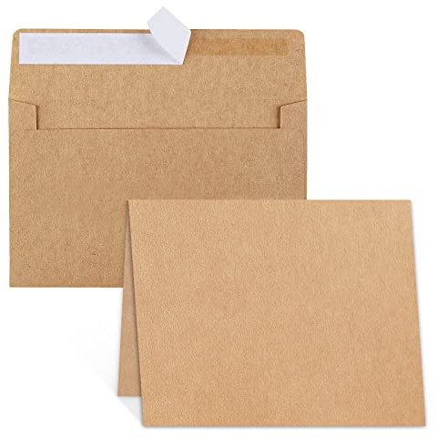 Blank Cards and Envelopes 4x6, 30 Pack Brown Invitation Cardstock with Envelopes, Thank you Blank Greeting Cards and Envelopes, for All Occasions DIY, Print custom (60 Pcs)