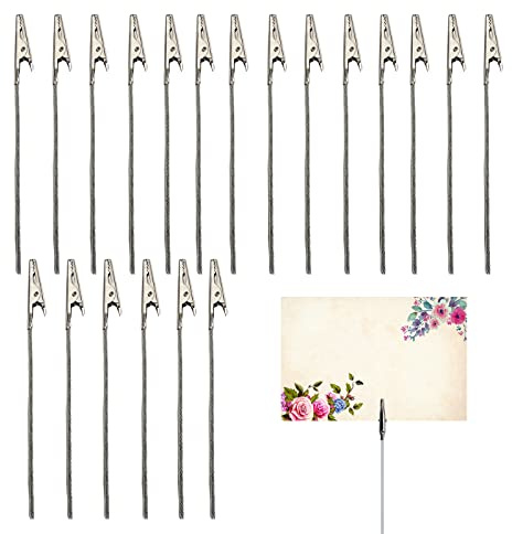Fayemint 50 Pezzi Foto Memo Clip, Porta Memo e Porta Messaggio, Clip a Coccodrillo in Filo Metallico, per Fissare Biglietti, Note Adesive, per Compleanno, Decorazioni per Feste (120 mm, Argento)