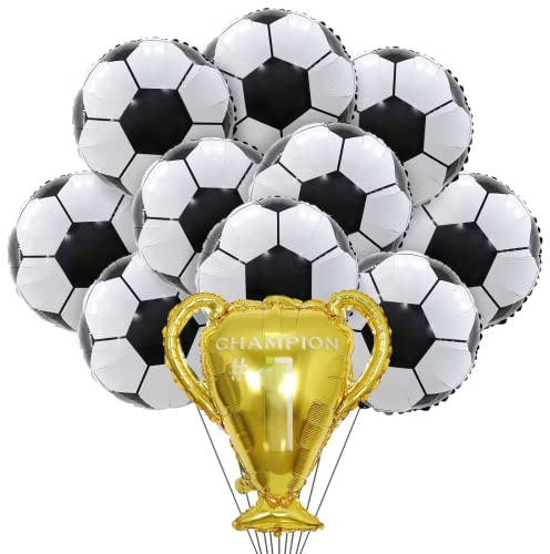 Globos de Fútbol, Trofeo Globos, 10 Globos de Aluminio Fútbol, Decoraciones para Fiesta de Futbol, Suministros de Fiesta Deportiva para Cumpleaños Deportes Copa Mundial
