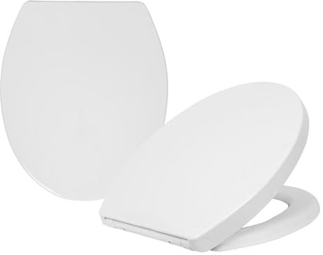 Harbour Housewares Soft Close Toilet Seats for Oval Toilets - White - Pack of 2 - Anti-Bacterial Bathroom Bowl Loo Cover Durable Adjustable Hinges Quick Release Toilet Seat Soft Close with Fixings