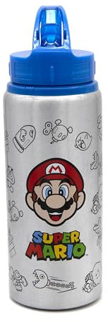 Undercover Gourde Super Mario - Gourde pour enfants avec motif - Bouteille d'eau en aluminium - Environ 710 ml - Avec bec rabattable - Idéal pour la maternelle et l'école