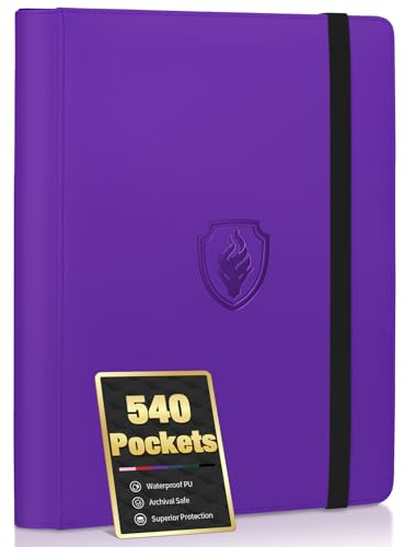 Premium 9 Pocket Card Binder for 540 Cards, Fabmaker PU Trading Card Binder