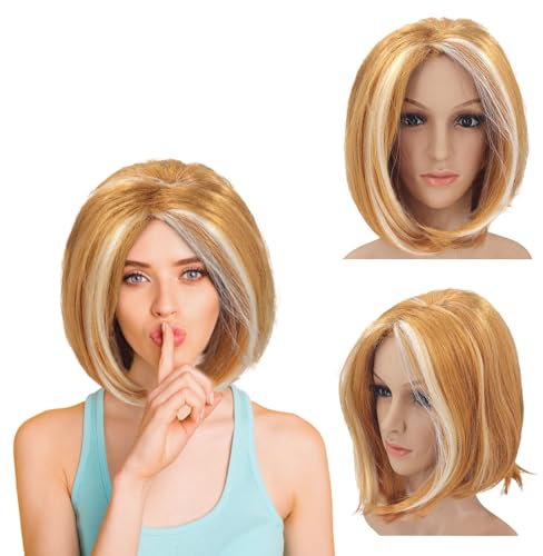 UILYNIU Cosplay Perruque Femme 12.6 ''/32 cm Perruque Dames pour Halloween et Carnaval, Accessoires pour Costumes, Cheveux Artificiels Party pour Déguisements Fête à Thème (Orange)