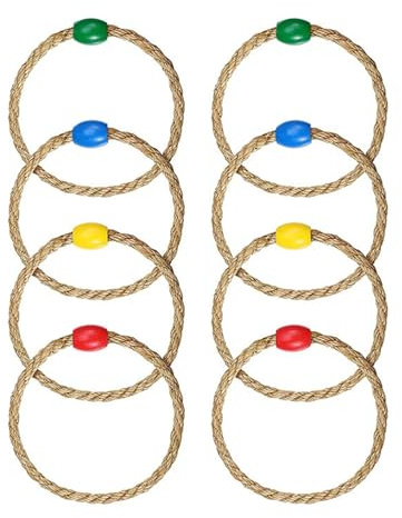 8 PCS Ring Toss Game Ropes - Wooden Quoits Games Accessories, Quoits Rounders Ropes Set for Adults Kids, Ring Game Exercises Hand Eye Coordination, Puzzle Games for Family Parent-Child Interactive