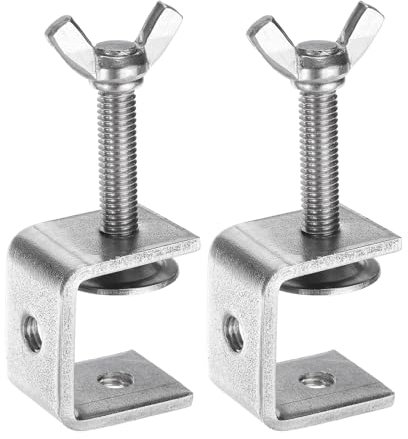 sourcing map 2pcs 304 Stainless Steel C Clamps 1.18 (30mm) Wide Jaw Opening Wood Clamps Metal U Beam Clamp for Woodworking Welding Building Household Mounting