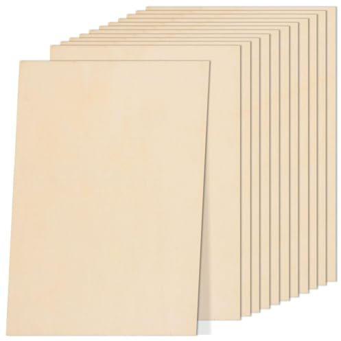 Lot de 24 feuilles de contreplaqué pour travaux manuels, 400 x 300 x 3 mm, feuilles de tilleul brut carrées vierges pour travaux manuels, peinture, gravure, pochoir, teinture, décoration d'intérieur,