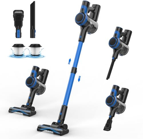 Vastorm Aspirapolvere Senza Fili, Scopa Elettrica Potente, 40Min Autonomia, Aspirapolvere Senza Sacco Ultraleggero, Aspirapolvere Silenzioso Portatile per Tappeti Pavimenti Peli Animali Domestici