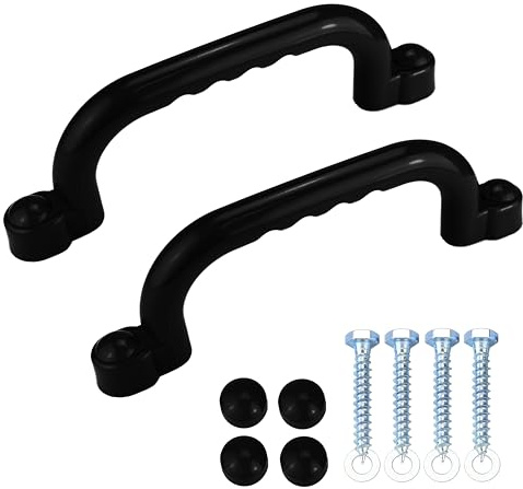 Anschütz 2er Set Handgriffe für Spielturm – Robuster HDPE Kunststoff – Witterungsbeständig – Inkl. Schrauben (SCHWARZ)