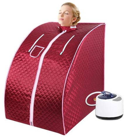 Sauna portable pour la maison, sauna à domicile avec télécommande | Sauna à vapeur avec évaporateur (sauna à vapeur rouge)