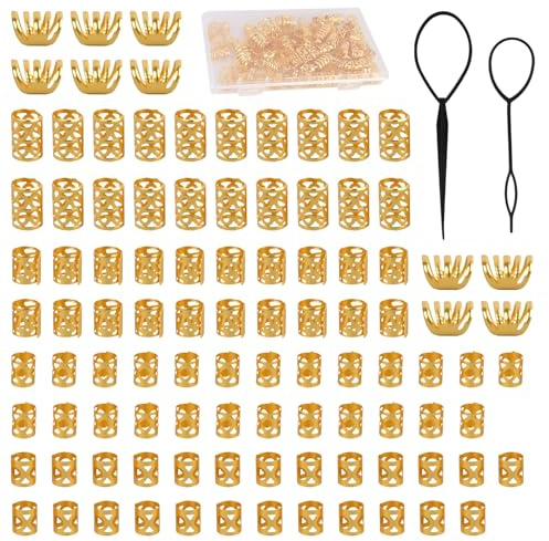 Annlpoy 72 Pièces Dreadlocks Perles Métal Bijoux de Tresse,accessoires cheveux,bague cheveux,Perles et Spirales pour Tresses, Accessoires Cheveux Vikings pour Hommes et Femmes