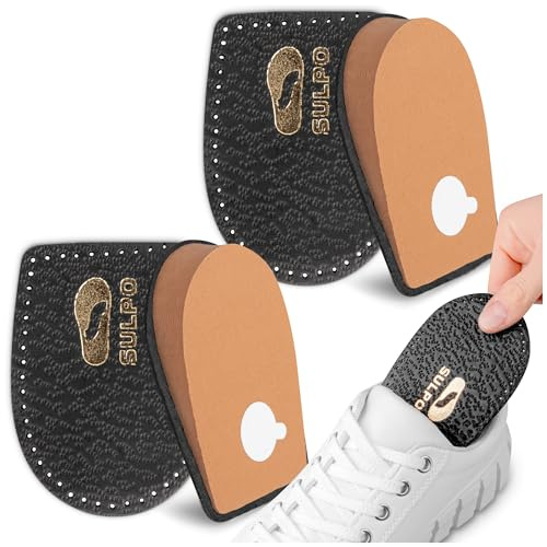 Sulpo Lot de 2 paires de semelles de talon pour homme et femme pour soulever et augmenter le talon, noir, hauteur 15 mm, 36-40