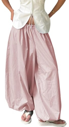 NRTHYE Womens Summer Baggy Casual Pleated Harem Pants Loose Elastic Waist Wide Leg Hippie Long Balloon Pants Trousers