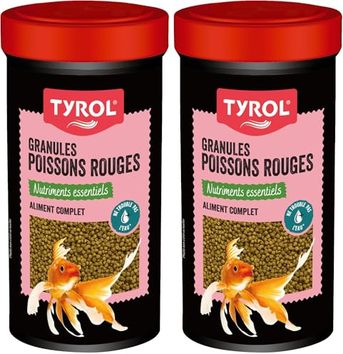 Tyrol | Granulés pour Poissons Rouges | Nourriture Poisson Rouge | Aliment Complet à Base de Nutriments Essentiels | Céréales, Poissons et sous-Produits de Poisson | 110 g | 250 ML (Lot de 2)