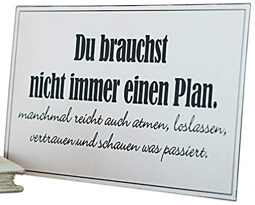 Loberon Deko-Schild Plan, Positive Motivation, Gute Laune für Jeden Tag, Spruch, Dekoration, Wanddekoration, Eisen, weiß
