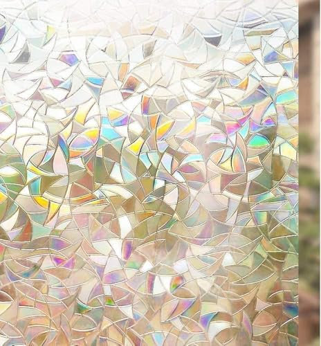 rabbitgoo Vinilos para Cristales Privacidad Efecto Arcoíris 30x200cm, Vinilo Ventana Translucido Sin Pegamento, Anti UV, Lámina Adhesivo Cristal Decorativa para Balcón Sala de Estar Cocina Oficina