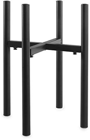 Adjustable Metal Plant Stand 24–37 cm Wide | Heavy Duty Plant Pot Holder Up to 50 kg | Indoor Outdoor Modern Black Planter Stand | Space-Saving Display | M&W