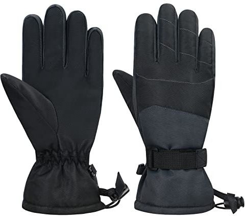 Kids Gloves for winter Waterproof Boys Snow Ski Gloves Toddler Boys Girls Warm Snow Mittens Black L