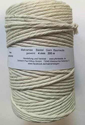 -NEU- Makramee 4 mm gezwirnt - Spule mit 200 mtr in natur - Makrameegarn Bastelgarn