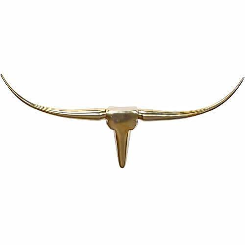 möbelando Deko Geweih Bull M WL1.392 Gold 100 cm Aluminium Design Hörner | Wanddekoration Stierkopf Horn Modern | Wandskulptur Geweih-Jagdtrophäe Metall | Longhorn Wandschmuck Groß