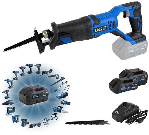 Sega A Gattuccio - Linea Professionale a Batteria ONE4ALL 20V - Velocità 3000 rpm Capacità Taglio 115mm, Lama per legno + 2 Batterie 2/4.0Ah e Caricabatteria inclusi - ENG PRO