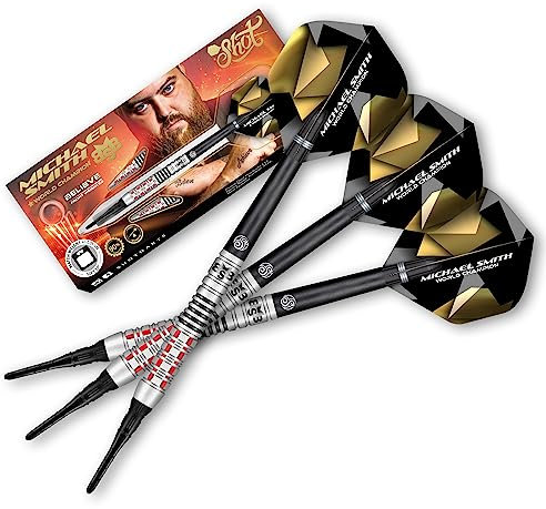 Shot! Soft Darts | Michael Smith | Bully Boy | Believe | 90% Tungsten Softtip Darts | Softdart | Hochwertige Tungsten Dartpfeile Set mit Schäften und Flights | Made in Neuseeland | 20 Gramm