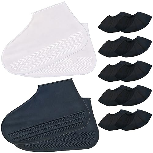 BDSHUNBF 7 PCS Cubrezapatos, Cubrezapatos Impermeables, Cubiertas del Zapatos, Reutilizable Antideslizante Funda de Silicona Zapatos Protectores Cubierta para Hombres, Mujeres y Niños
