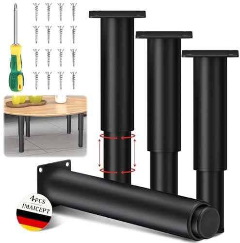 Swetfela 4 Stück Möbelfüße Verstellbar, 25 cm - 40 cm Hoch Schrank Möbelfüße Metall, Möbelbeine Füsse für Schränke Bettfüße, Verstellbare Möbelfüsse Bettfüße Möbelfüße Schwarz