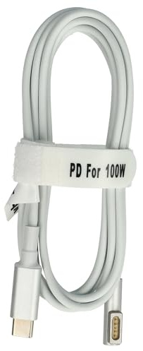 vhbw Adapterkabel USB Typ C auf MagSafe 1 kompatibel mit Apple MacBook Pro 15 (2.53 GHz), 13 Notebook, Laptop - 175 cm, 100 W, PVC