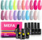 MEFA UV Nagellack Pastell Set 23 Pcs, 20+3 Sommer Makronen Gel Nagellack Uv Pink Nude Blau Glossy&Matte Top Base Coat UV LED Uv Lack, Gellack Uv für Maniküre Salon