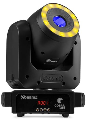 BeamZ Cobra 100R cabeza móvil LED Spot 100 W DMX luz con prisma de 6 caras, control de sonido, modos automáticos, 7 gobos, gobo shake, IP20, regulable, luz de discoteca luz de fiesta - Negro