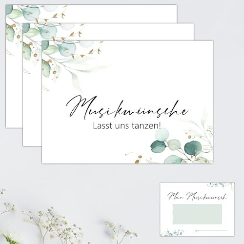 Eummelchen 50 Bezaubernde Musikwunschkarten für Jede Feier: Hochzeit Geburtstag – Ideal für DJs, Musikwünsche im Boho-Stil Partykarten Musikkarten