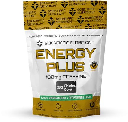 Scientiffic Nutrition - Energy Plus, Chicles de Cafeína de Rápida Actuación, Hacen Efecto 3 Veces más Rápido que un Café o Bebida Energética, Energía Inmediata - 50g