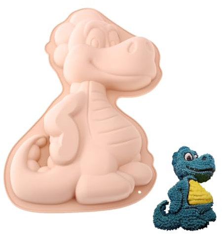 Teglia Da Forno Per Dinosauri, Stampo Torta Dinosauro, 3d Stampo Per Torta Dinosauro, Dinosauro a Forma Di Piccolo Birthday Cake Mold, Per Festa Compleanno Fare Una Torta Dessert Pane (Rosa)