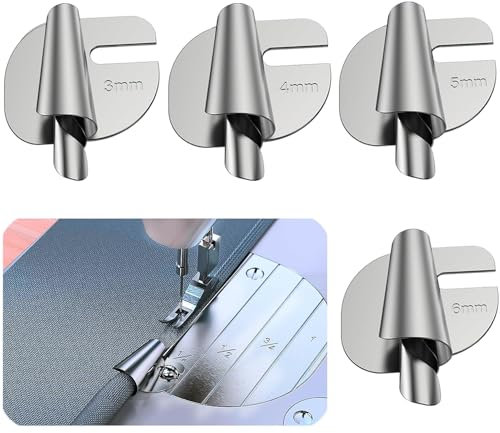 VICDUEKG 4 Stück Nähmaschinen Zubehör Edelstahl Nähen Rolled Saum Presser Fuß (3mm-6mm), Universal Nähzubehör Rolled Saum Nähfuß, Rolled Saum zum Nähen Für Zuhause