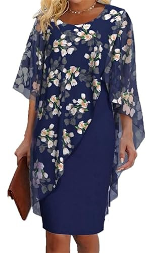 Vestidos elegantes de dos piezas con superposición floral para mujer de VIVICOLOR, conjunto de vestidos de madre de la novia con dobladillo alto y bajo, 18, XXL