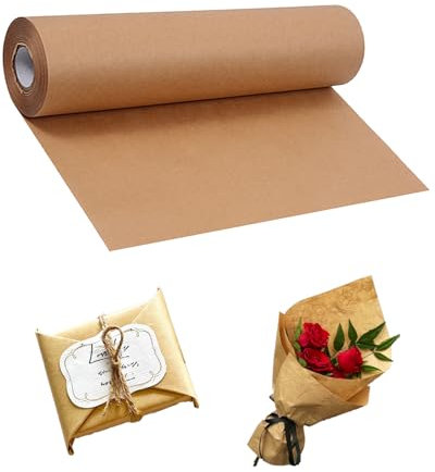 Papier cadeau en papier kraft, Cadeau Kraft Rouleau - Pour artisanat, anniversaires, Noël (Marron, 30cm*5m)