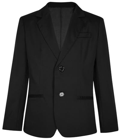 RUNQHUI Blazer Enfant Garçon Veste Smoking Manteau Costume Mariage Soirée Cérémonie 3-14 Ans A Noir 7-8 Ans