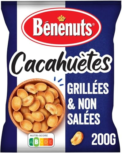 Bénénuts Cacahuètes Grillées Non Salées, 200g (Lot de 5)