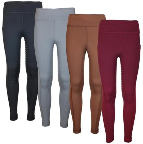 MS-Trachten Reitleggings Kinder Silikonbesatz Reithose Amy (146/152, Schwarz)