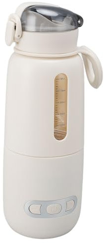 Calentador de Leche Portátil para bebé, Calentador de Biberones Inalámbrico de 10.15 Oz para Exteriores, Temperatura Ajustable, Batería de 15000 Mah, Calentador de Agua de Carga