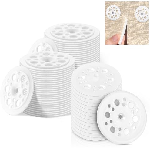 Pannello Isolante Rondelle, 100 Pz Pannello Isolante Elementi di Fissaggio, Rondelle in Polipropilene da 47 mm, Distanziatori in Plastica, Per Pannelli in Schiuma Bianca Disco Fisso Plastica